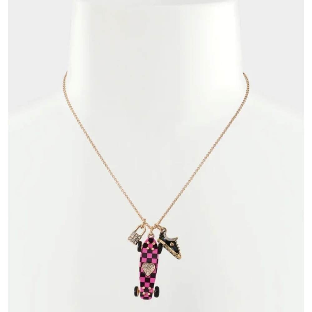 𝅺Betsey Johnson Skateboard  Charm Pendant Necklace New